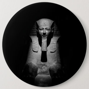 Black and white pharaoh king 6 cm round badge