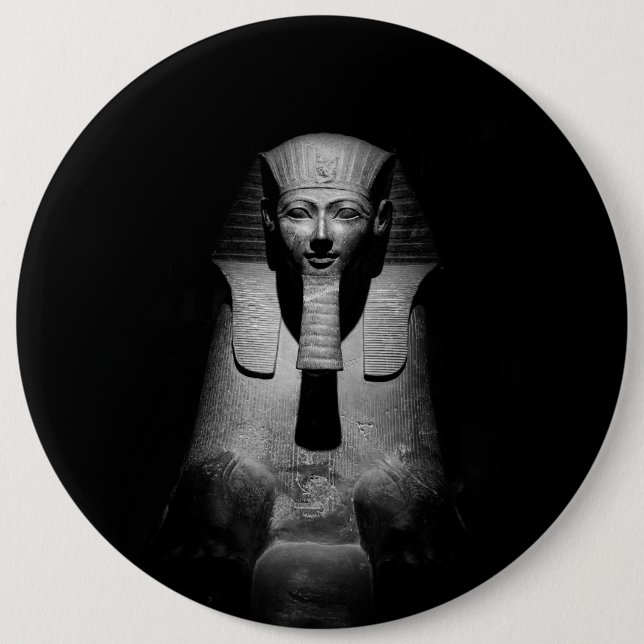 Black and white pharaoh king 6 cm round badge (Front)