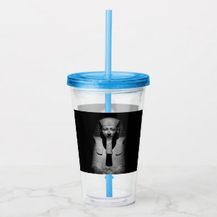 Black and white pharaoh king acrylic tumbler