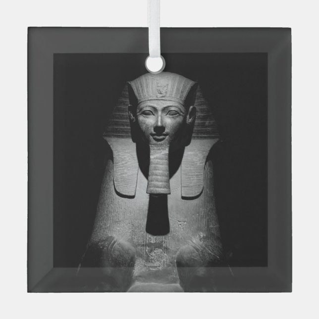 Black and white pharaoh king glass tree decoration (Front)