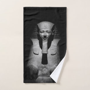 Black and white pharaoh king hand towel