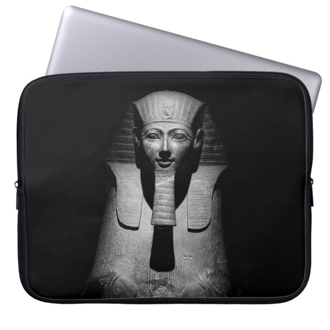 Black and white pharaoh king laptop sleeve (Front)