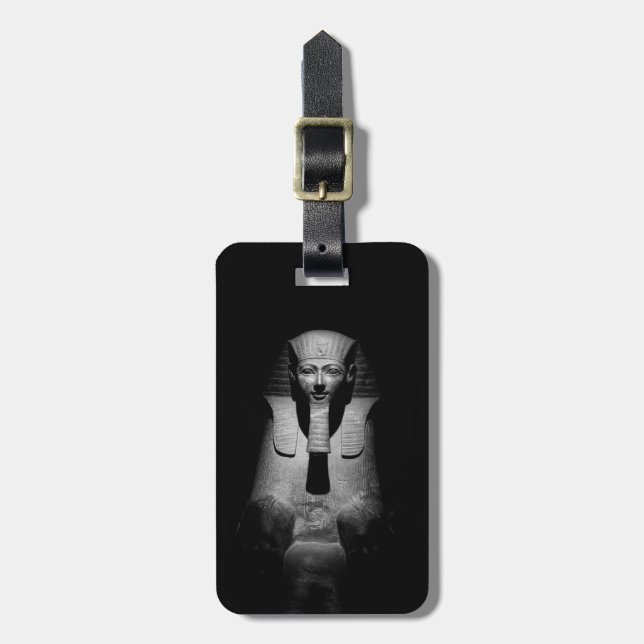 Black and white pharaoh king luggage tag (Front Vertical)
