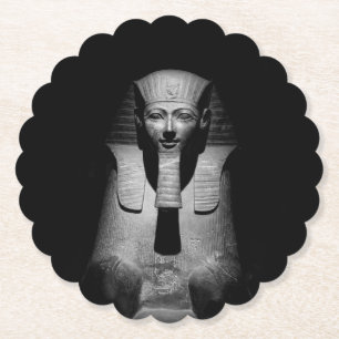 Black and white pharaoh king paper coaster