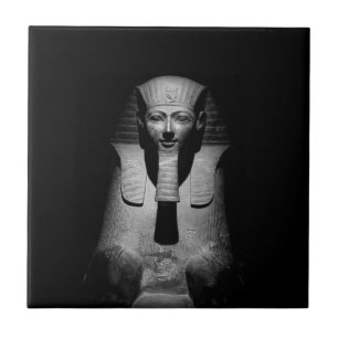 Black and White Pharaoh King Photograph Tile