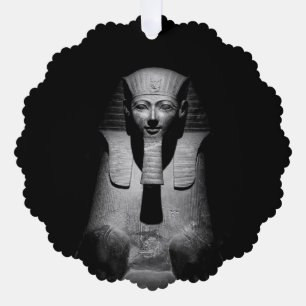 Black and White Pharaoh King Photograph Tree Decoration Card