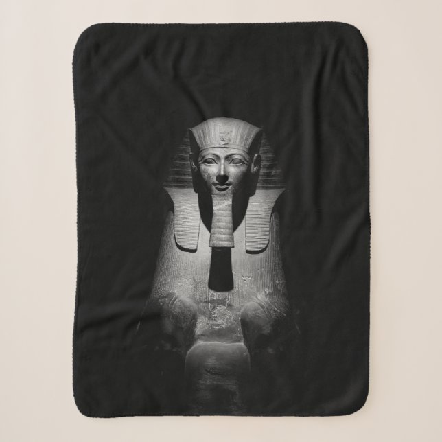 Black and white pharaoh king sherpa blanket (Front)