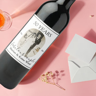 Black and White Photo 50th Anniversary Wedding  Wine Label