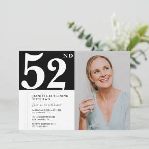Black and White Photo 52nd birthday Invitations