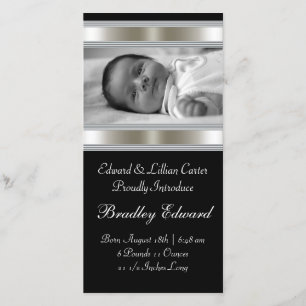 Black and White Photo Baby Birth Annoucements Announcement
