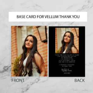 Black and white PHOTO BASE for vellum graduation Thank You Card