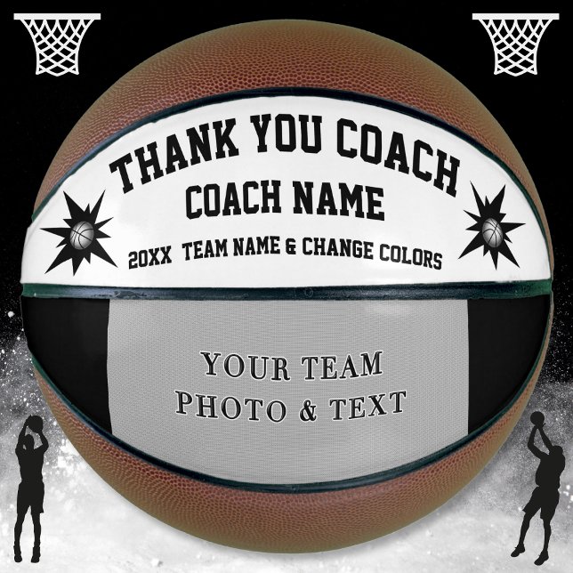 Black and White Photo Basketball Coach Gift Ideas (Photo Basketball. Great Basketball Coach Gifts. Personalized Basketball Coach Gifts. Black and White)
