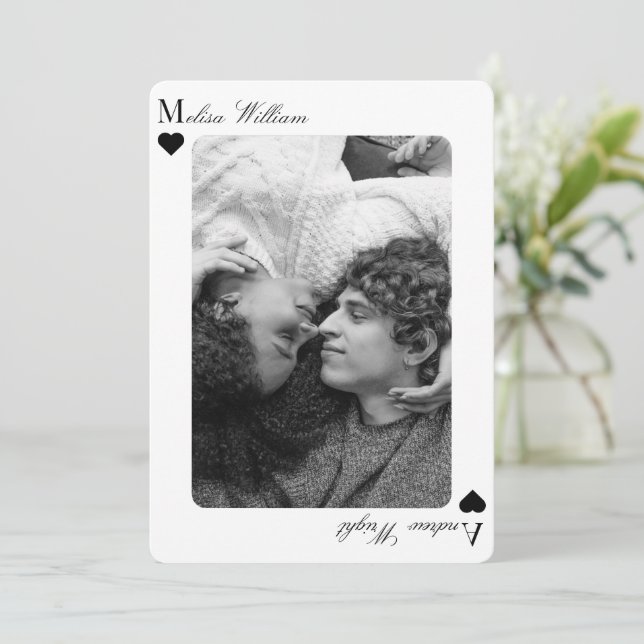 Black and white photo card wedding (Standing Front)
