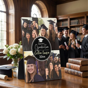 Black and white Photo Collage Happy Graduation Plaque