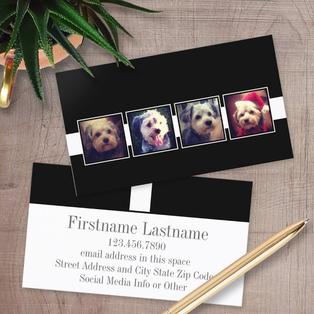 Black and White Photo Collage Squares Personalised Business Card (Custom Printed Business Cards)