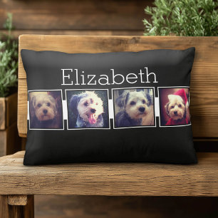 Black and White Photo Collage Squares Personalised Decorative Cushion