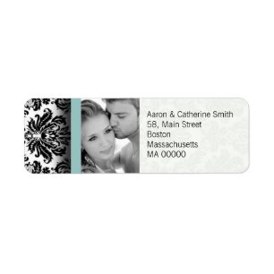 Black and White Photo Damask Address Labels