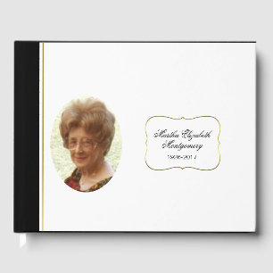 Black and White Photo Funeral Guest Book