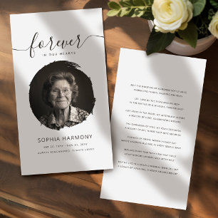 Black and White Photo Funeral Prayer Card