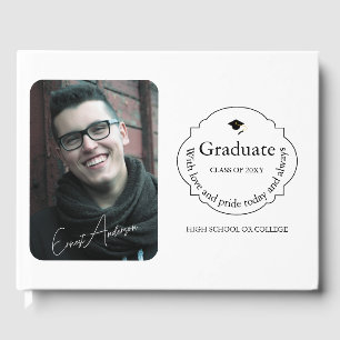Black and White Photo Graduate Elegant Graduation Guest Book