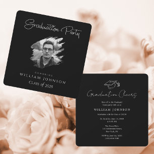 Black and White Photo Graduation Party 2025 Invitation