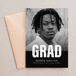 Black and White Photo Graduation Party Invitation