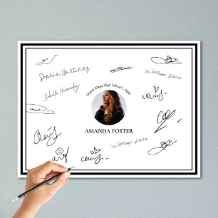 Black and White Photo Graduation Party Signature  Poster