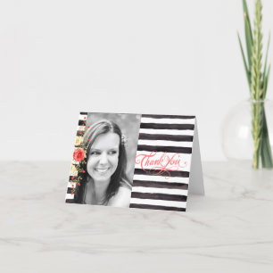 Black and White Photo Graduation Thank You Card