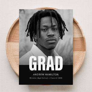Black and White Photo Graduation Thank You Postcard