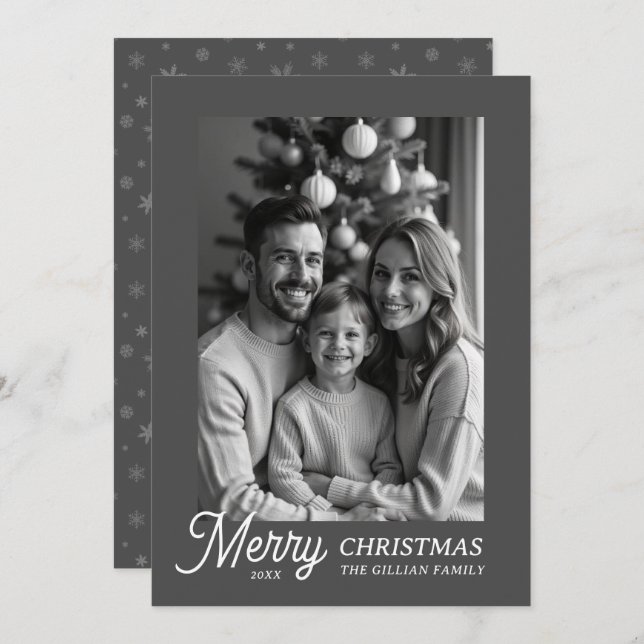 black and white photo  holiday card (Front/Back)
