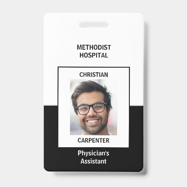 Black and White  Photo ID Name Badge (Front)
