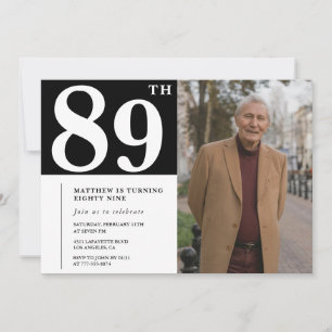 Black and White Photo Men 89th birthday Invitation