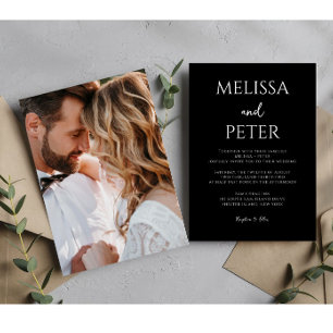 Black and White Photo Modern Elegance Wedding  Invitation