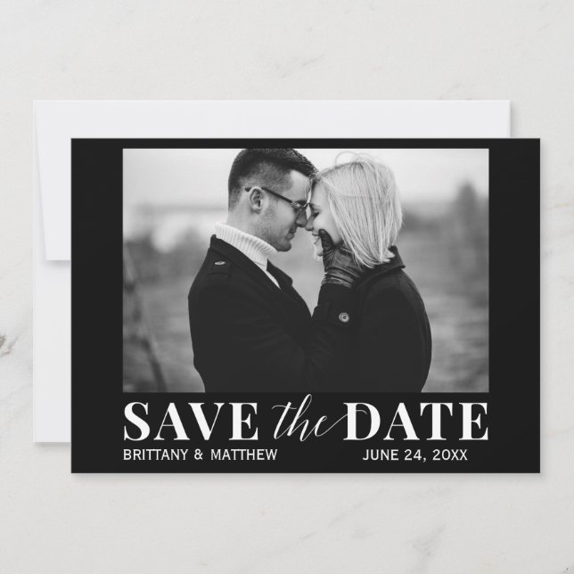 Black and White Photo Modern Trendy Save The Date (Front)