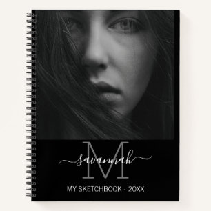 Black And White Photo Monogram Sketchbook Notebook