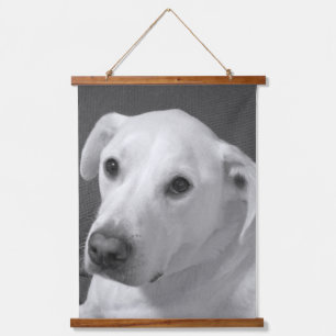 Black and White Photo of a Beautiful Soulful Dog Hanging Tapestry