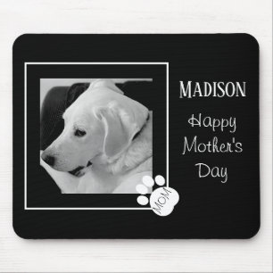 Black and White Photo of Cute Dog Best Mum Ever Mouse Pad