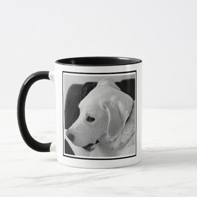 Black and White Photo of Cute Dog Mother's Day Mug (Left)