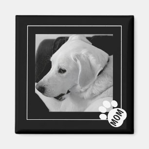 Black and White Photo of Cute Dog Mum Paw Magnet