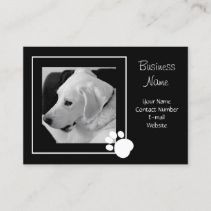 Black and White Photo of Cute Dog Paw Elegant Business Card