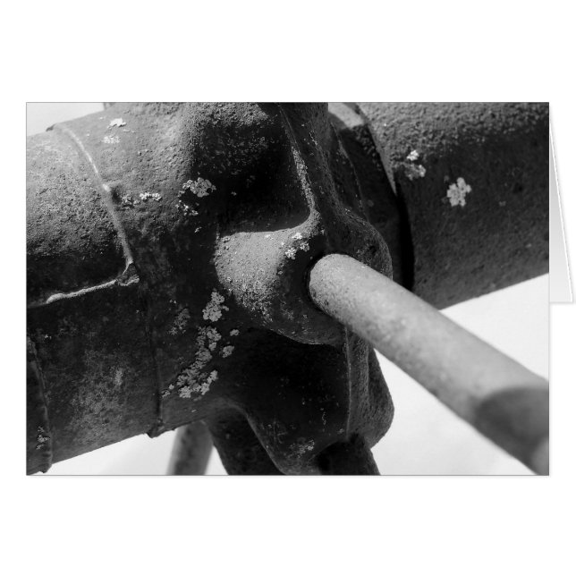 Black And White Photo of Rusty Machinery (Front Horizontal)