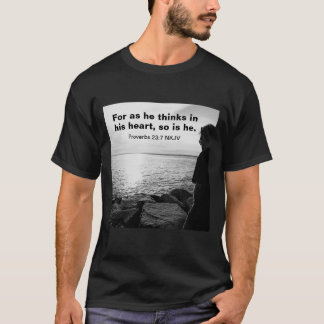 Black and White Photo of Sea and Man Bible Verse T-Shirt