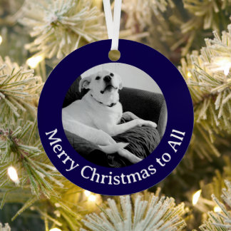 Black and White Photo of Talking Dog Christmas Metal Tree Decoration