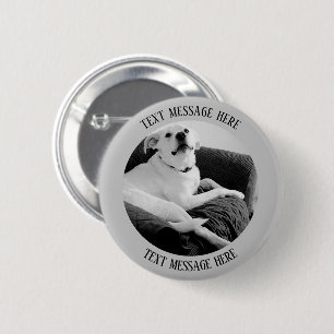 Black and White Photo of Talking Dog Text Message 6 Cm Round Badge