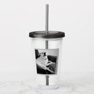 Black and White Photo of Talking Dog Text Message Acrylic Tumbler