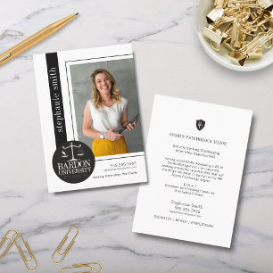 Black and White Photo Oversized Internship Business Card