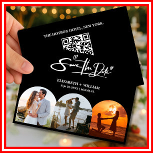 Black and White Photo QR Code Elegant Wedding Save The Date