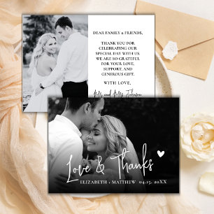 Black and White Photo Script Wedding Thank You Card