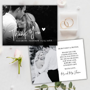 Black and White Photo Script Wedding Thank You Card