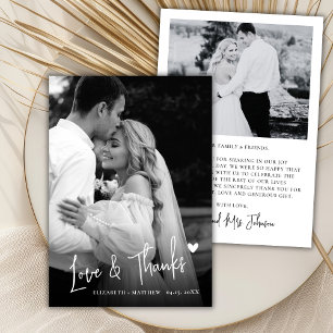 Black and White Photo Script Wedding Thank You Card